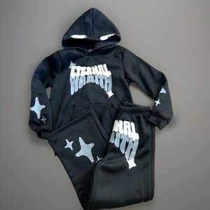 Eternal wrath Boys Black Hoodie and Joggers pants Set size 12 new